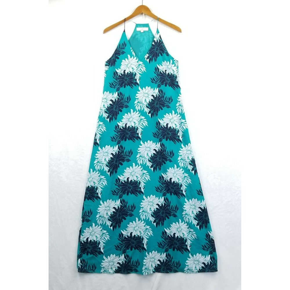 Loft Dress Women 6 Blue Floral Maxi Lined Chiffon Racerback Strappy Party Beach